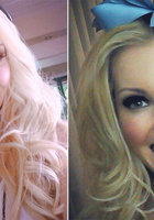 Блондинка раздвинула ножки на кровати в полосатых чулках 7 фото Блондинка раздвинула ножки на кровати в полосатых чулках 7 фото